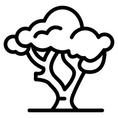 Isolated black and white color tree, forest, park and garden tree icon