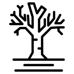 Isolated black and white color tree, forest, park and garden tree icon