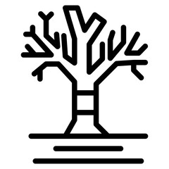 Isolated black and white color tree, forest, park and garden tree icon