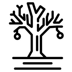 Isolated black and white color tree, forest, park and garden tree icon