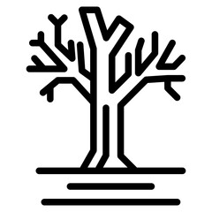 Isolated black and white color tree, forest, park and garden tree icon