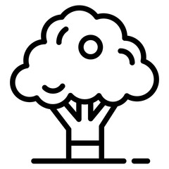 Isolated black and white color tree, forest, park and garden tree icon