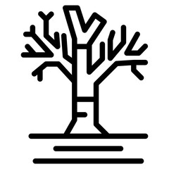 Isolated black and white color tree, forest, park and garden tree icon
