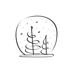 Snow globe doodle vector illustration