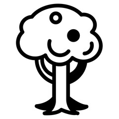 Isolated black and white color tree, forest, park and garden tree icon