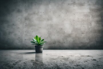 A dark grey plant pot on grey background 