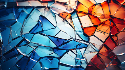 Broken abstract glass texture in color of rainbow - obrazy, fototapety, plakaty