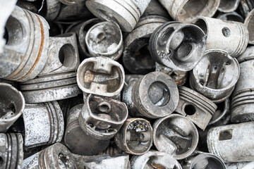 scrap car parts - car pistons - scrapping - recycling - obrazy, fototapety, plakaty