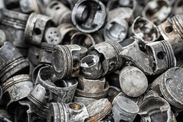 scrap car parts - car pistons - scrapping - recycling