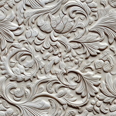Seamless tooled embossed leather texture repeat with flower and leaf  elements