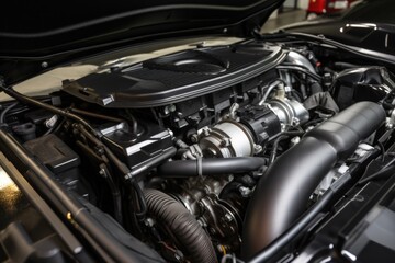 close up of a car engine under the hood