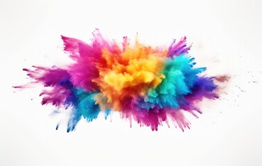 Fototapeta na wymiar An explosion of multi-coloured holi colours on a white background