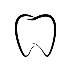 Black line tooth dental icon vector design