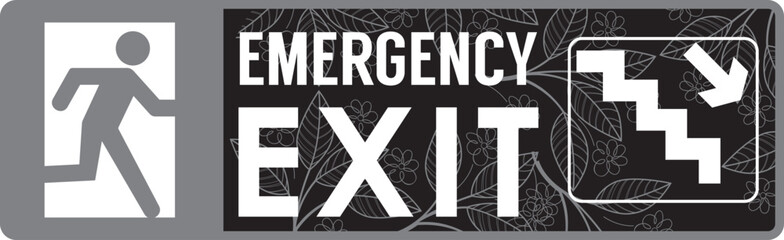 emergency exit door signage, vector illustration. template ready to print high resolution file.good for office building,hotel,hospital,supermarket,mall