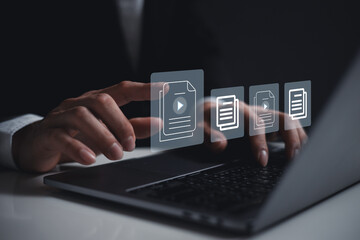 Document Management System (DMS), online documentation database and process automation to efficiently manage files, knowledge and documentation in enterprise with ERP. Corporate business technology.