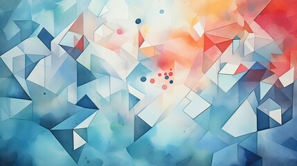 Geometric shapes, a harmonious convergence of fluidity and precision. Creative fusion, vivid design, modern abstraction, expressive composition. Generated by AI.