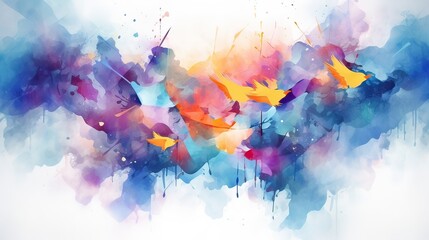 Discover the captivating blend of abstract watercolor artwork and vibrant geometric shapes. Creative expression, colorful abstraction, contemporary art, expressive harmony. Generated by AI.
