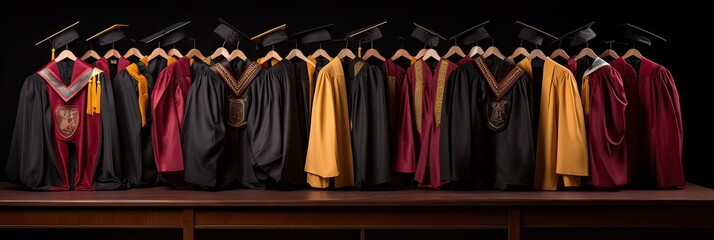 An emblem of academic achievement and commencement. Graduation, cap and gown, academic, emblem, scholarly, commencement, graduates, traditional. Generated by AI.
