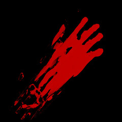 Bloody hand print isolated on black background. Royalty high-quality free stock photo image of ...