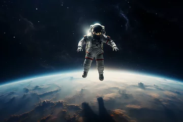 Zelfklevend Fotobehang astronaut floating in space, space walk, astronaut, space travel © MrJeans