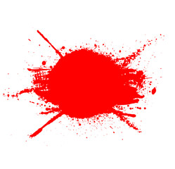 Red dried paint splattered dirty style. Royalty high-quality free stock image of Isolated ink...