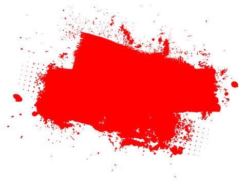Red dried paint splattered dirty style. Royalty high-quality free stock image of Isolated ink stencils for graphic design, text fields. Artistic brush strokes, splatter stains, paintbrush, overlay