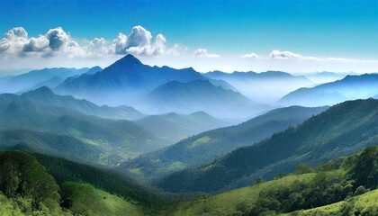 Obraz premium Mountain landscape. Panoramic view of the mountain range.
