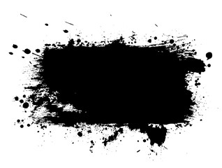 Black dried paint splattered dirty style. Royalty high-quality free stock image of Isolated ink stencils for graphic design, text fields. Artistic brush strokes, splatter stains, paintbrush, overlay