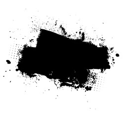 Fototapeta premium Black dried paint splattered dirty style. Royalty high-quality free stock image of Isolated ink stencils for graphic design, text fields. Artistic brush strokes, splatter stains, paintbrush, overlay