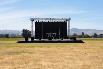 Obraz premium an empty stage in a field indicating a potential protest rally