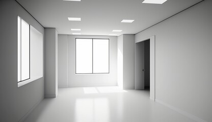 Indoor of an empty white room Created with generative Ai