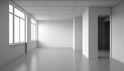 Indoor of an empty white room Created with generative Ai