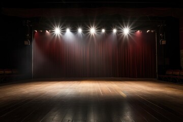 theater spotlight illuminating an empty stage - obrazy, fototapety, plakaty