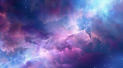 Extreme close-up of abstract blurred cosmic nebula, space blue and radiant lavender hues, in the...
