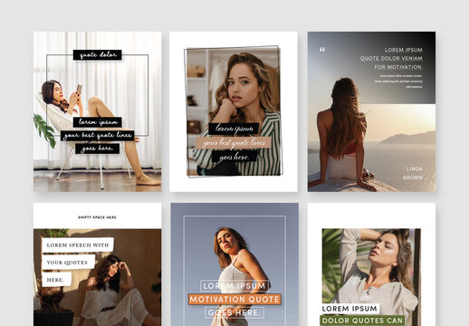 Trendy Quote Layouts For Social Media With Photo Placeholders