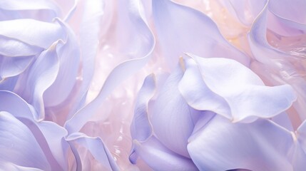 Extreme close-up of delicate flower petals, soft lavender purples and understated lavender blues,...