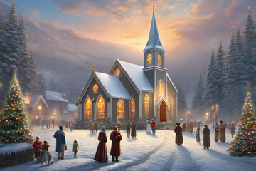 church in winter
Generative AI - obrazy, fototapety, plakaty