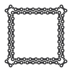 Vector template of a double frame formed by a bicycle chain. Square. Isolated on white background
