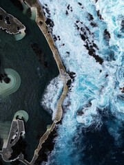 Madera naturalne baseny w Porto Moniz. Madeira natural pools in Porto Moniz - obrazy, fototapety, plakaty