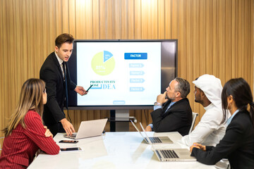 Group of creative business meeting and discussing strategy startup project analysis finance process.Success asian business people work plan and brainstorm marketing idea with laptop in office.Teamwork