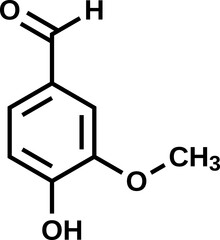 Vanillin structural formula, vector illustration