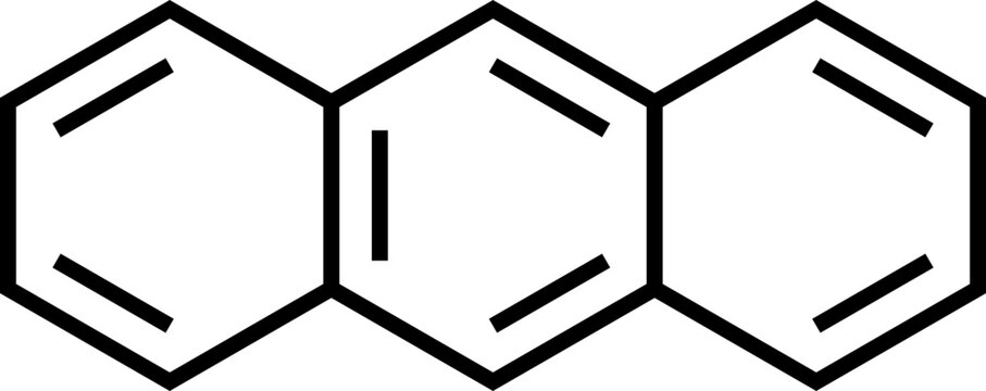Anthracene C14H10 structural formula, vector illustration