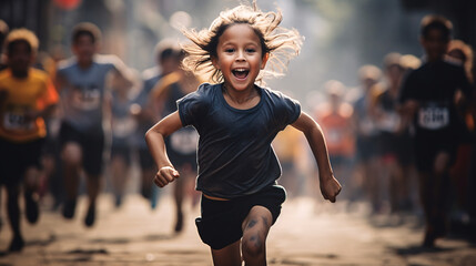 Young Champion: Celebrating Victory in the Race