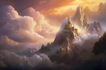 illustration of captivating painting presents the legendary Mount ,Generative ai