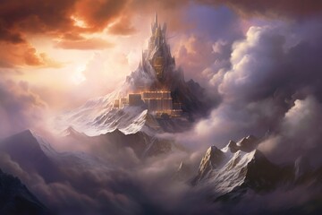 illustration of captivating painting presents the legendary Mount ,Generative ai