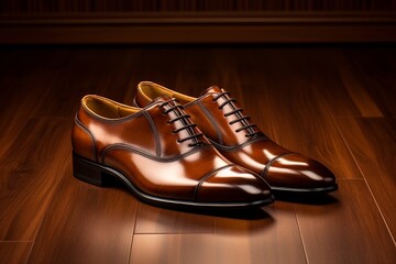 illustration of A pair of sleek leather loafers styled with a sharp, Generative ai