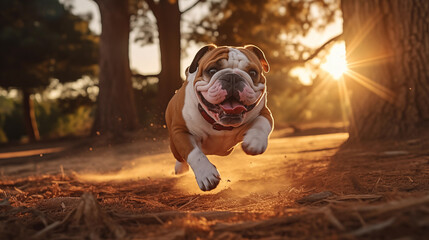 English Bulldog running, British Bulldog, AI Generated - 670459590