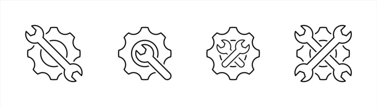repair icon set. tool wrench, spanner, gear, settings icon symbol sign. vector illustration