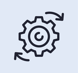 Gear wheel related icon outline and linear vector.