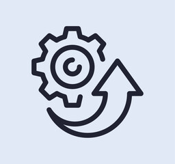 Gear wheel related icon outline and linear vector.